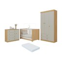 Ver imagem 1 de Quarto de Bebê Completo Berço Americano 3x1 Colchão Encanto Multimóveis Mp4605 Madeirado/off