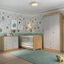 Ver imagem 2 de Quarto de Bebê Completo Berço Americano 3x1 Colchão Encanto Multimóveis Mp4605 Madeirado/off