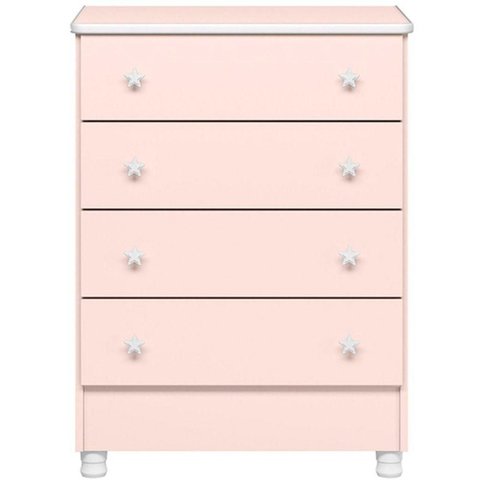 Cômoda Infantil 4 Gavetas Mdp com Pés Doce Mel Rosa
