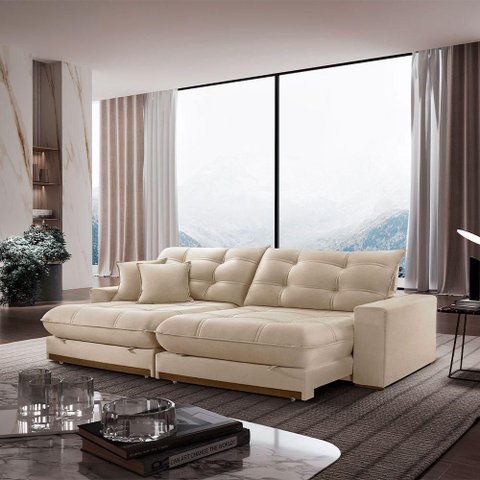 Sofá Duque Dois Módulos de 90cm B25cm Meu Sofá Online A294 Linho Creme