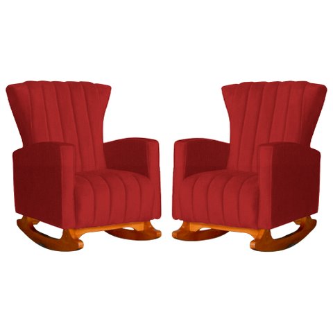 Kit 2 Poltrona Decorativa Melinda Balanço Suede Vermelho- Fm