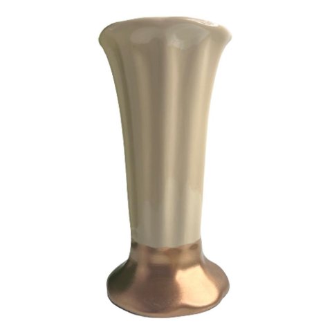 Vaso bege alto de cerâmica luxo com trabalhado decorativo