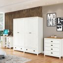 Ver imagem 1 de Conjunto Quarto: Guarda-roupa 10 Portas, Escrivaninha, Cômoda 4 Gavetas Topázio Branco/freijó Madeir