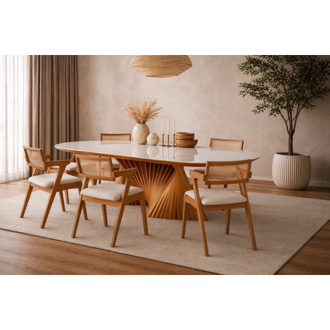 Sala de Jantar Maciça 6 Cadeiras 1,80x0,90m Opala- Sala Nobre