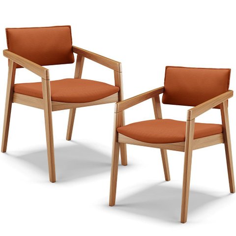 Kit 02 Cadeiras para Sala de Jantar Estar Living Giorgia B04 Tecido Terracota - Lyam Decor