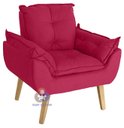 Ver imagem 1 de Poltrona/cadeira Decorativa Glamour Vermelho com Pés Quadrado Vermelho