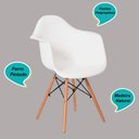Ver mais imagens de Kit 4 Cadeiras Charles Eames Eiffel com Braço Branco Polipropileno Cozinha Área de Lazer Recepção