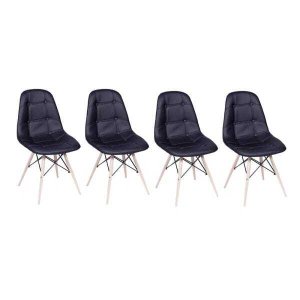 Kit 4 Cadeiras Eames Eiffel Botonê Preta