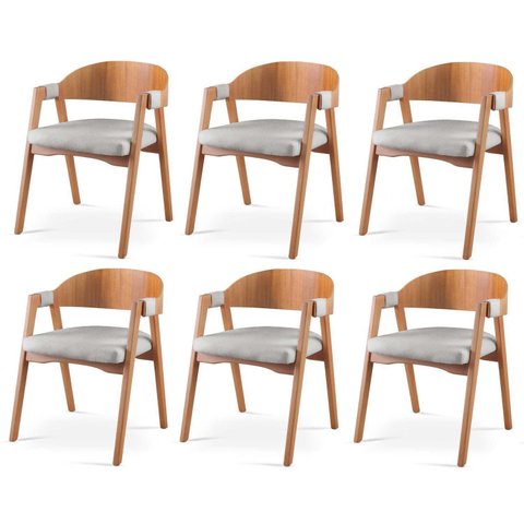 Kit 6 Cadeiras para Sala de Jantar Luna Cinza/Cinamomo