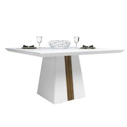 Mesa de Jantar Quadrada Tampo Chanfrado em MDF/Vidro Dj Móveis - 1