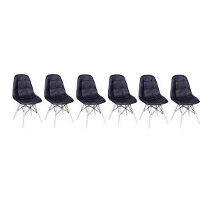 Kit 6 Cadeiras Eames Eiffel Botonê Preta