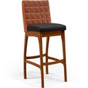 Ver imagem 1 de Banqueta Alta Para Cozinha Sala De Jantar Fixa Mila B04 Couríssimo Camel Linho Chumbo - Lyam Decor