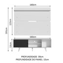 Ver imagem 3 de Rack Madesa Dubai e Painel para TV até 65 Polegadas com Pés Branco/Preto 7309 Cor:Branco/Preto/Branc