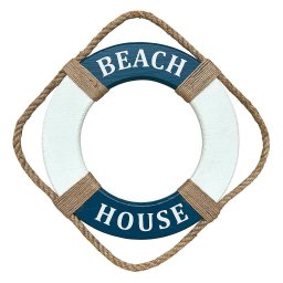 Enfeite Bóia Beach House de Parede em Madeira com Texto em Branco - 2