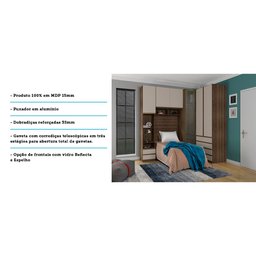 Guarda Roupa Solteiro de Canto com Vidro Reflecta Nogueira Dourado com Connect Prime Luciane Móveis - 5