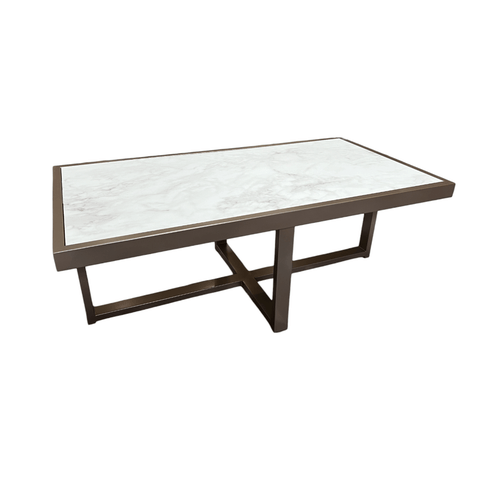 Mesa de Centro Retangular Paris Industrial Champagne com Mdf