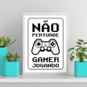 Ver imagem 2 de Quadro Gamer Jogando Não Perturbe 45x34cm:Madeira preta