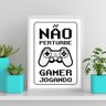 Quadro Gamer Jogando Não Perturbe 45x34cm:Madeira preta - 2