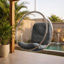 Ver imagem 1 de Poltrona Bubble Chair Couro Sintético Linha Premium Decorativa Sala Quarto Recepção Moderna - Preto