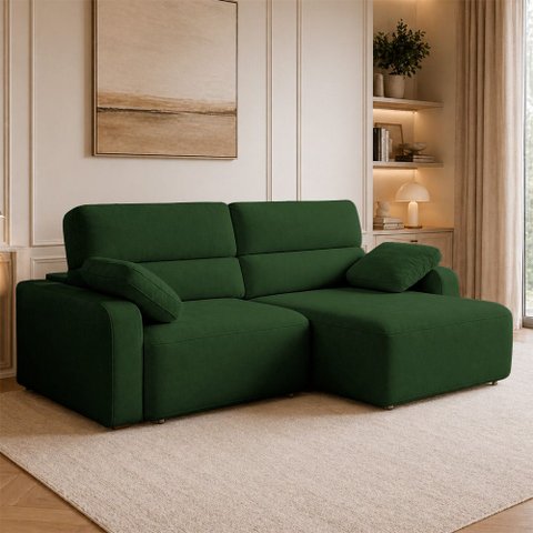 Sofá Sala de Estar Polo Retrátil Reclinável Bipartido 200cm 2 Lugares Linho Verde M1 - Monari Design