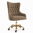 Ver imagem 2 de Cadeira Poltrona Home Office Helena Capitonê Base com Rodinhas Dourada