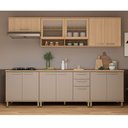 Ver imagem 1 de Cozinha Compacta 100 Mdf 6 Peças com Tampo e Vidro Canelado 280cm Duna Luciane Móveis