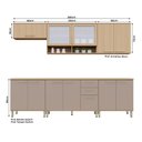 Ver imagem 4 de Cozinha Compacta 100 Mdf 6 Peças com Tampo e Vidro Canelado 280cm Duna Luciane Móveis
