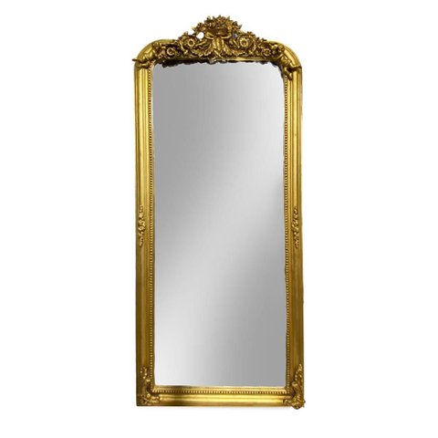 Espelho Clássico de Chão com Moldura Entalhe Dourado 169X97X8cm