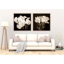 Ver imagem 2 de kit com 2 Quadros Decorativos Florais com Moldura e Vidro para Sala Quarto Escritório e Clínica 82x8