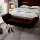 Ver imagem 4 de Kit Cabeceira Cama Box Queen 160 Cm Madrid com Puff Recamier Santorini Couríssimo Marrom - Lyam