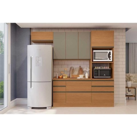 Cozinha Modulada Completa Maxxi 5 Peças (2aéreos+1balcão+1torrequente+1complemento) C5p32 Canela