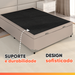 Cama Box Baú Casal Colchão Molas Flora Bege 138x188x60cm - 9