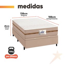 Cama Box Baú Casal Colchão Gazin Molas Flora 138x188x63cm - 5