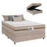Cama Box Baú Casal Colchão Molas Flora Bege 138x188x60cm - 1