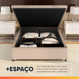 Cama Box Baú Casal Colchão Molas Flora Bege 138x188x60cm - 8