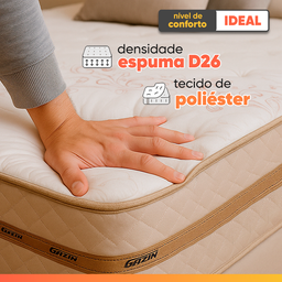 Cama Box Baú Casal Colchão Molas Flora Bege 138x188x60cm - 5