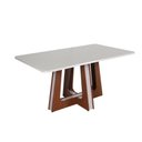 Ver imagem 2 de Conjunto Mesa Retangular Agnes Vidro Off White 6 Cadeiras Stela com Apliques Corriente Areia