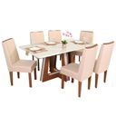 Ver imagem 1 de Conjunto Mesa Retangular Agnes Vidro Off White 6 Cadeiras Stela com Apliques Corriente Areia