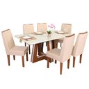 Ver imagem 1 de Conjunto Mesa Retangular Agnes Vidro Off White 6 Cadeiras Stela com Apliques Corriente Areia