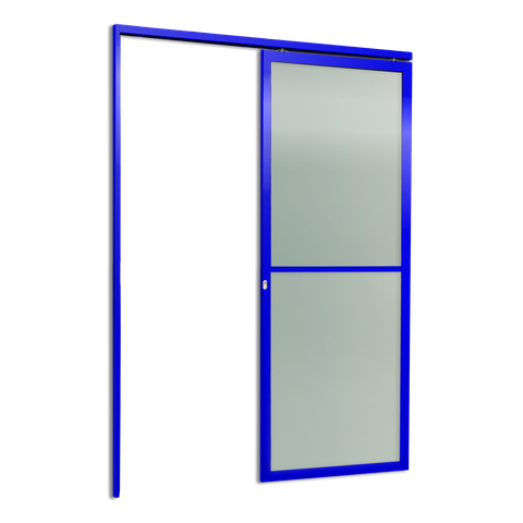 Porta de Correr Suspensa Vidrao Esq L.25 Azul 210x70 Brimak