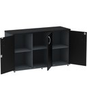 Ver imagem 3 de Armário Baixo Credenza PE25 Pandin 121,50 cm (largura) em MDP Cor Grafito e Preto com Três Portas