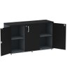 Armário Baixo Credenza PE25 Pandin 121,50 cm (largura) em MDP Cor Grafito e Preto com Três Portas - 2