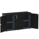 Ver imagem 2 de Armário Baixo Credenza PE25 Pandin 121,50 cm (largura) em MDP Cor Grafito e Preto com Três Portas