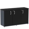 Armário Baixo Credenza PE25 Pandin 121,50 cm (largura) em MDP Cor Grafito e Preto com Três Portas - 1