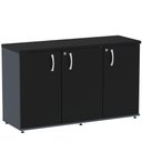 Ver imagem 1 de Armário Baixo Credenza PE25 Pandin 121,50 cm (largura) em MDP Cor Grafito e Preto com Três Portas