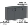 Armário Baixo Credenza PE25 Pandin 121,50 cm (largura) em MDP Cor Grafito e Preto com Três Portas - 4