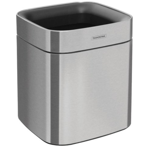 Lixeira Tramontina Square 8l Aço Inox sem Tampa Escritórios Recepções Home Office