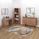 Ver imagem 1 de Kit para Escritório com Mesa Estante e Balcão Buffet 3 Portas 1 Gaveta Amêndoa Tecno Mobili