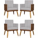 Ver imagem 1 de Kit 4 Poltronas Decorativas Lis Corino e Linho Cores Pé Palito 30 Cm Castanho