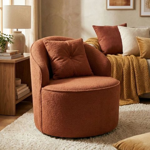 Poltrona Orgânica Decorativa Confortável Amore Bouclê Terracota - Montanari'S Decor
